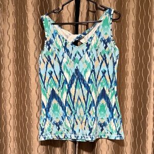 Jockey person to person Vibrant Women's Tank Top Blue and Green Pattern